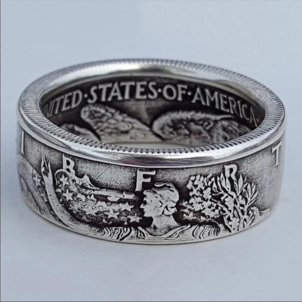 New US 1945 HALF DOLLAR Men Vintage Party Ring - Picture 3 of 3